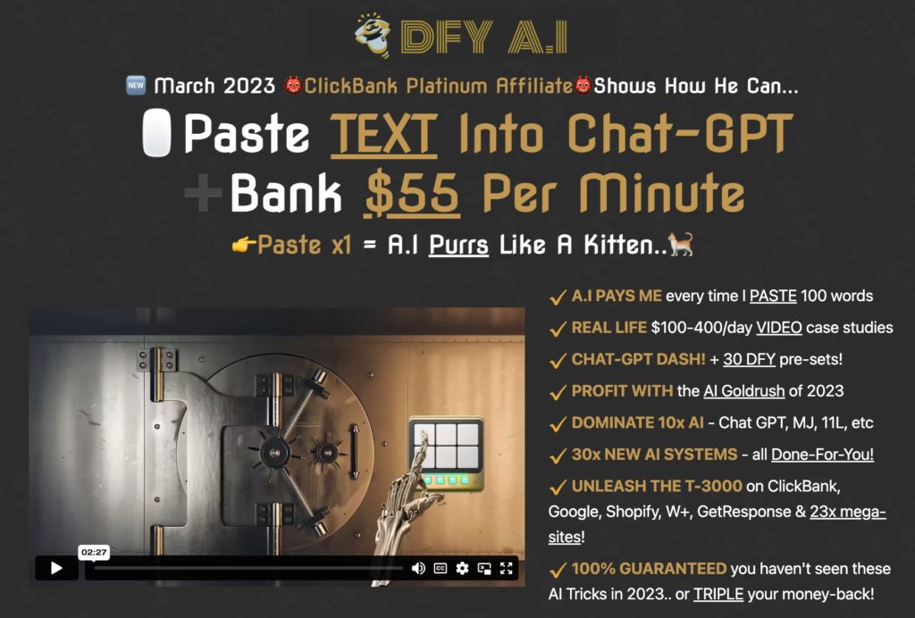 The Done For You AI has truly exceeded my expectations and delivered an extraordinary experience. Developed by Chris, a ClickBank Platinum Affiliate